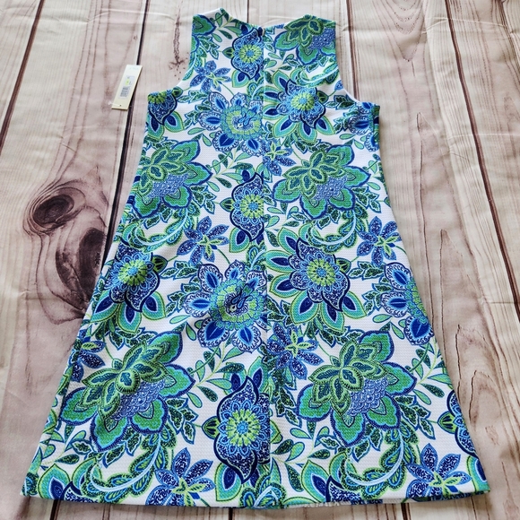 NWT Eliza J Sleeveless Mini Dress Blue Green Floral Lace | Women's Size 4 - Picture 5 of 7